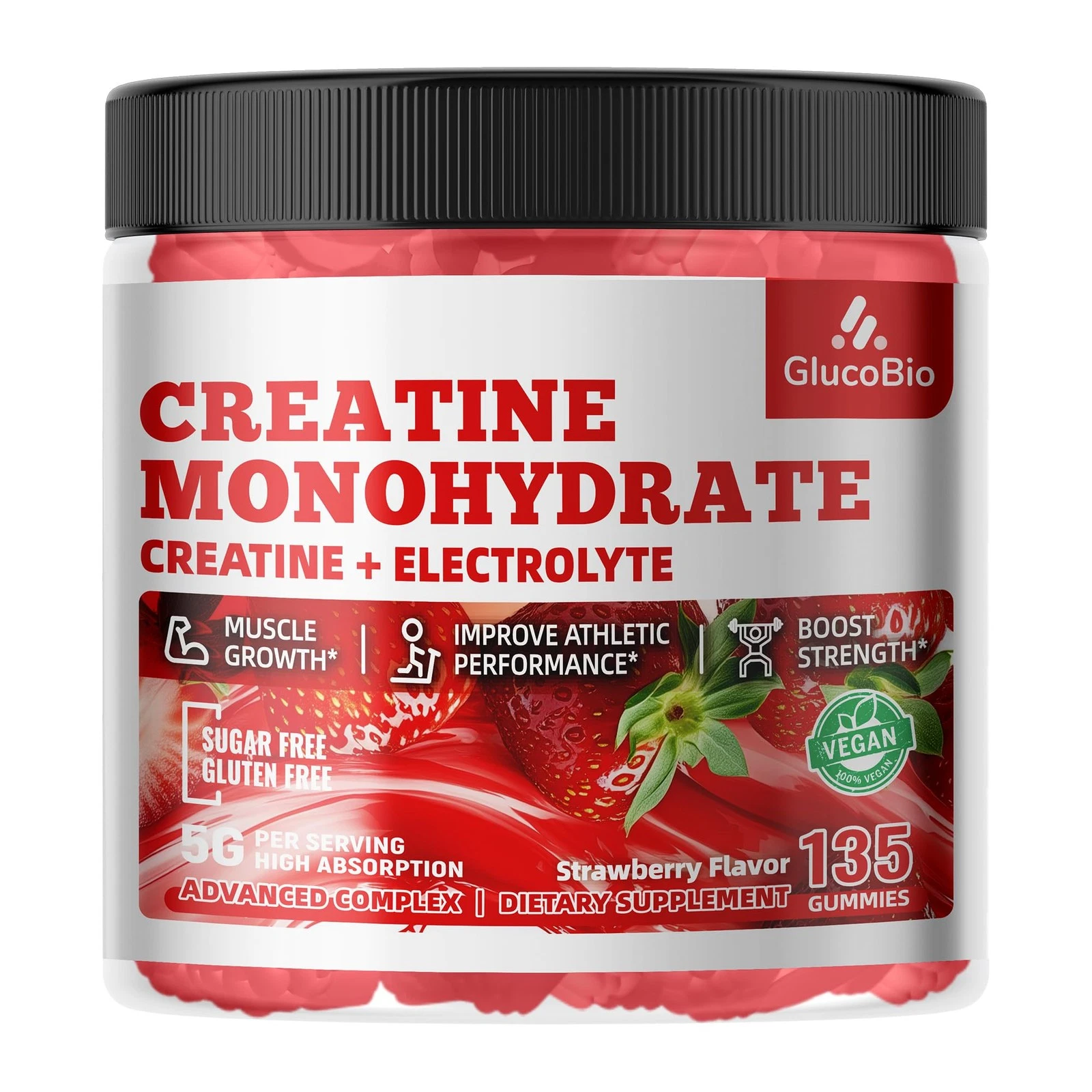 Creatine Monohydrate Gummies (5g) – Pre-Workout Energy & Muscle Growth Suppor...