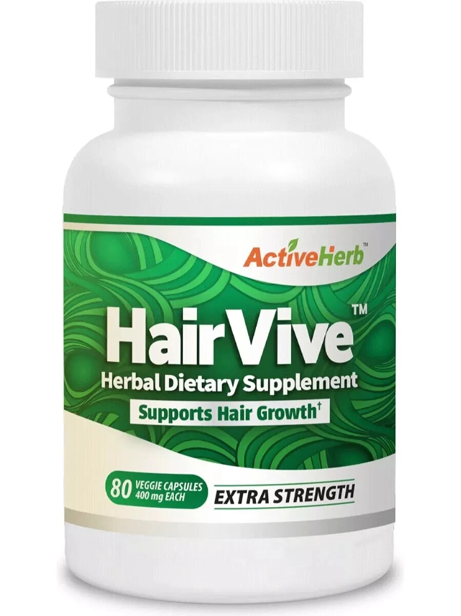 ActiveHerb HairVive Hair Growth 400mg, 80 Veggie Capsules - Newest Expiration!