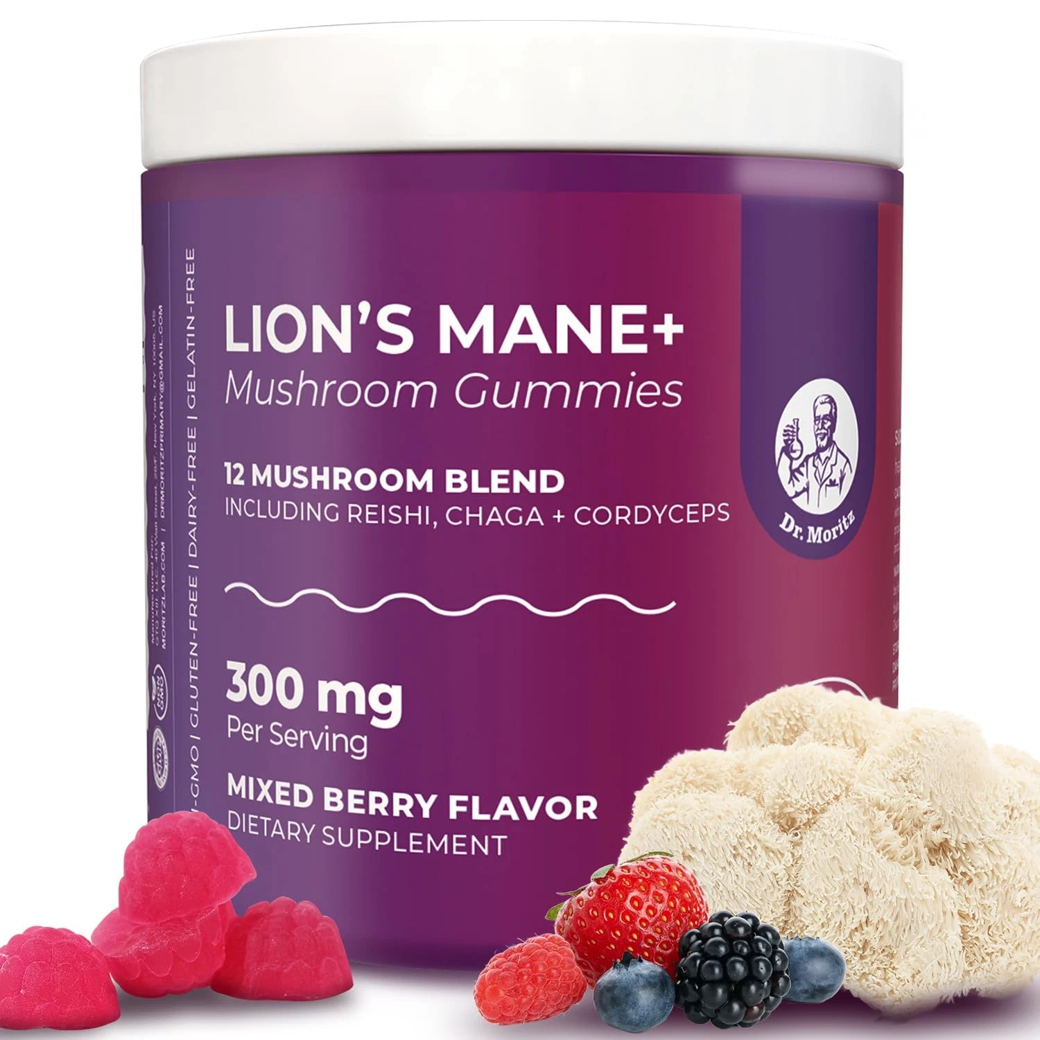 DR. MORITZ Lions Mane Gummies for Adults and Kids 4+ - Mushroom Gummies with ...