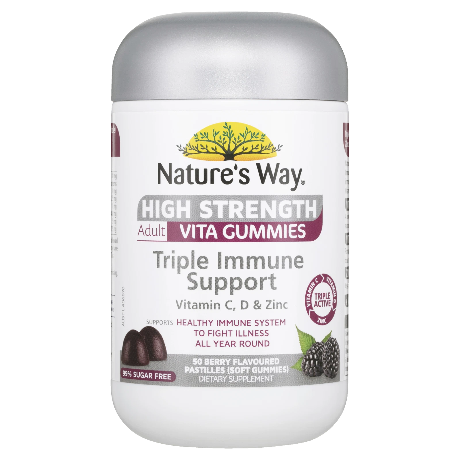 Nature's Way High Strength Adult Vita Gummies Triple Immune Support 50 Pastilles