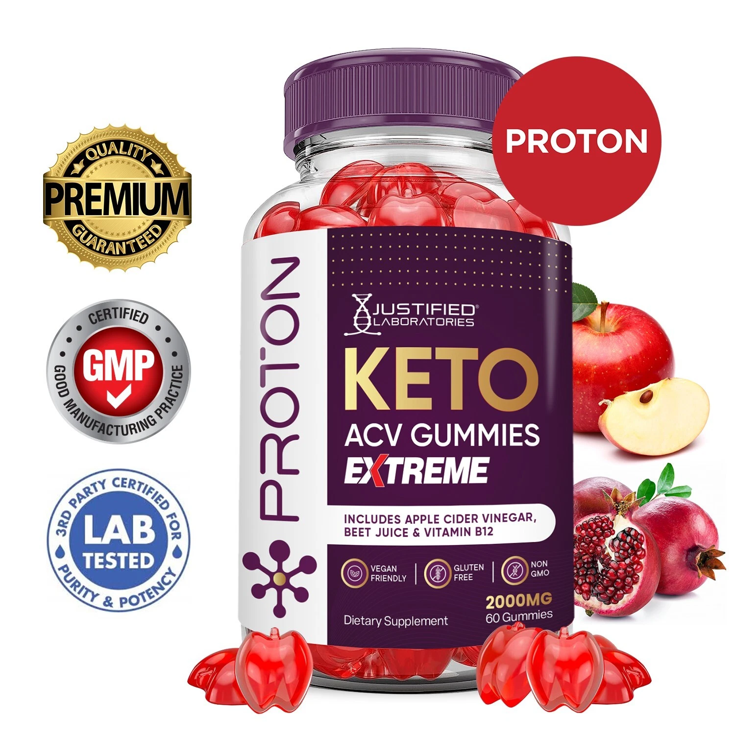 Proton Keto Extreme ACV Gummies 2000MG Apple Cider Vinegar 60 Gummys