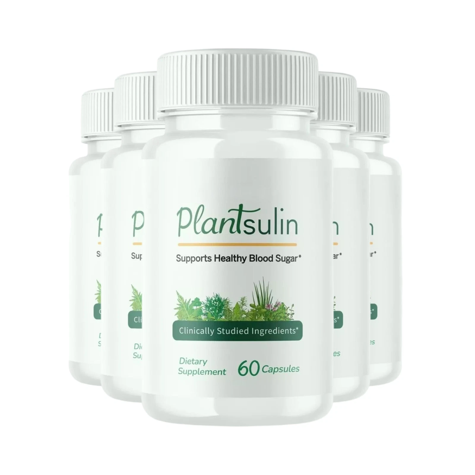 5-Pack Plantsulin for Immune Defense Support and Weight Loss - 300 Capsules