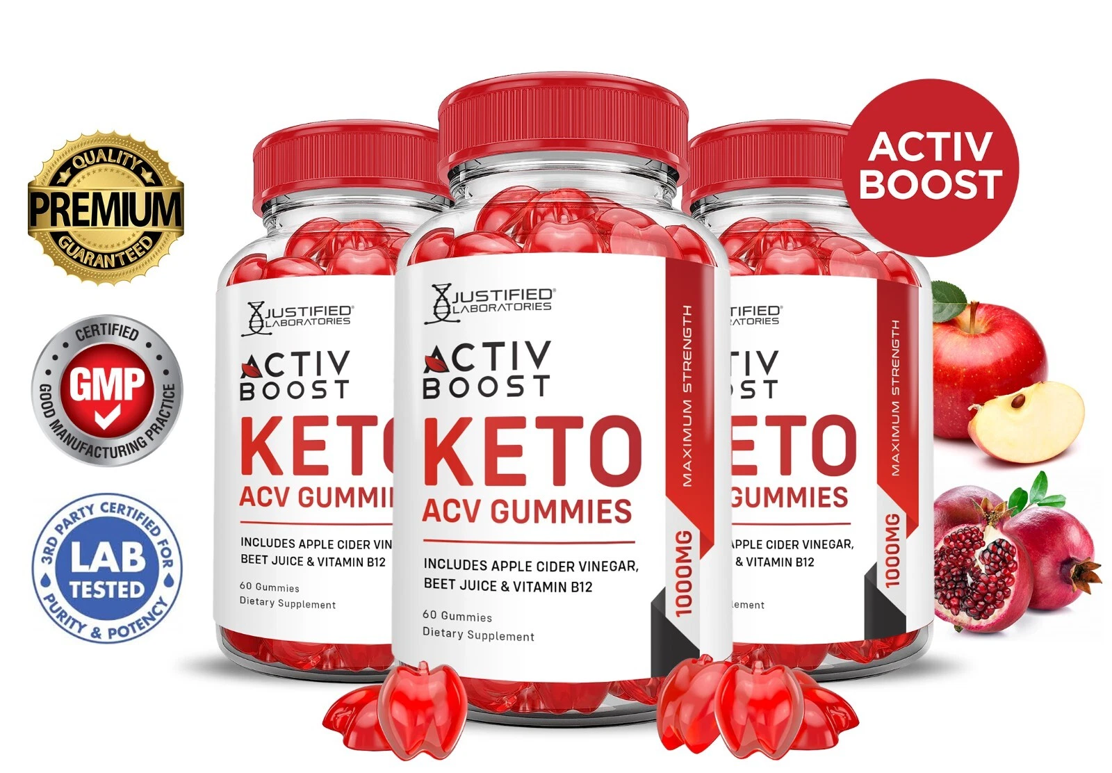 Activboost Activ Boost Keto ACV Gummies 1000MG Apple Cider Vinegar 180 Gummys