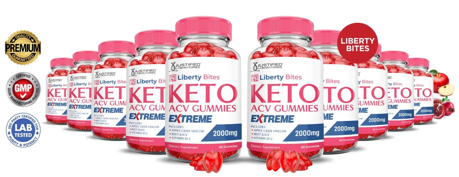 Liberty Bites Keto Extreme ACV Gummies 2000MG Apple Cider Vinegar 600 Gummys