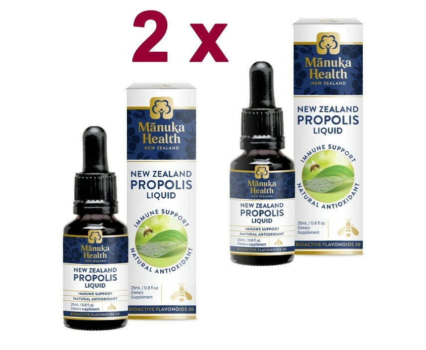2 x Manuka Health BIO30 New Zealand Propolis Liquid (25ml) / 0.8oz Alcohol free