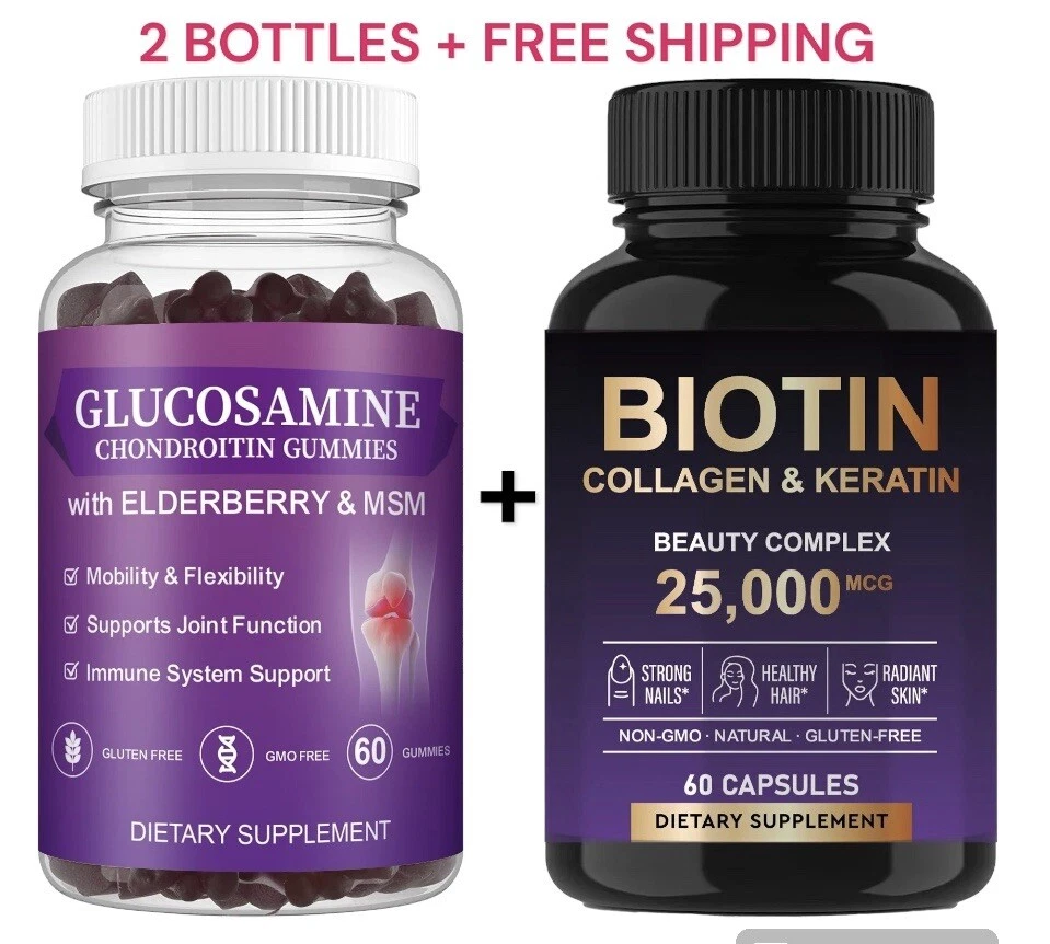 (1) Gomitas Glucosamina Condroitina 60 (1) Biotina Colágeno y Queratina 60 Cápsulas