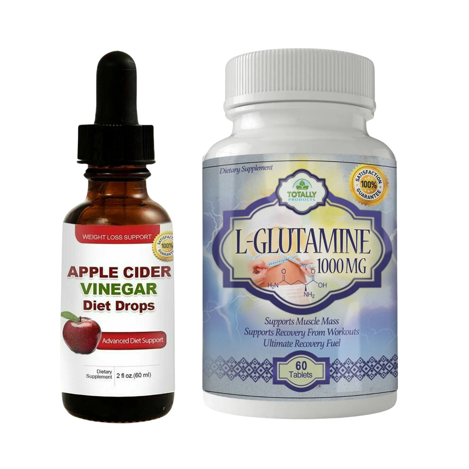 Apple Cider Vinegar Diet Drops Fat Burner L-Glutamine Supplement Muscle Growth