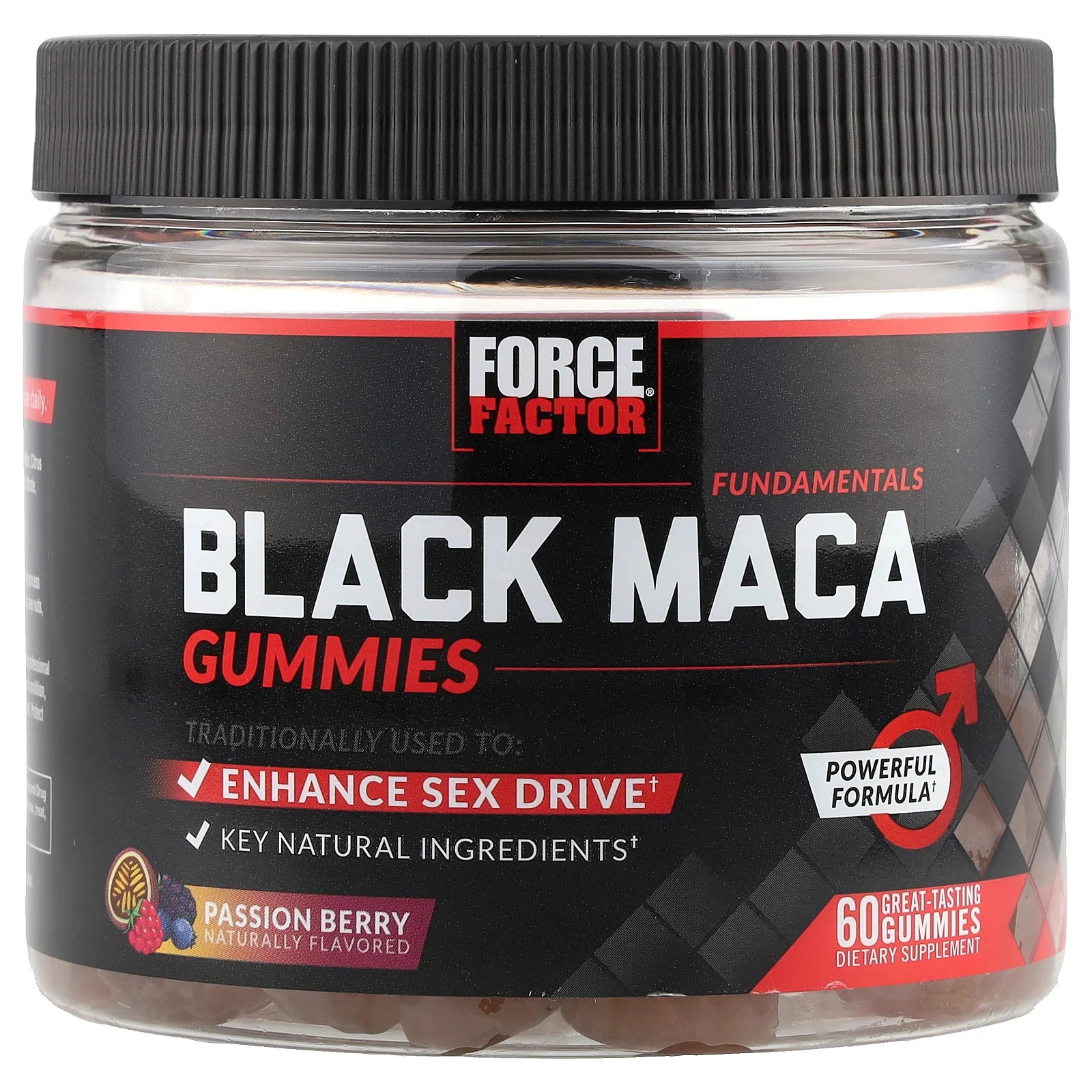 Fundamentals, Black Maca Gummies, Passion Berry, 60 Gummies