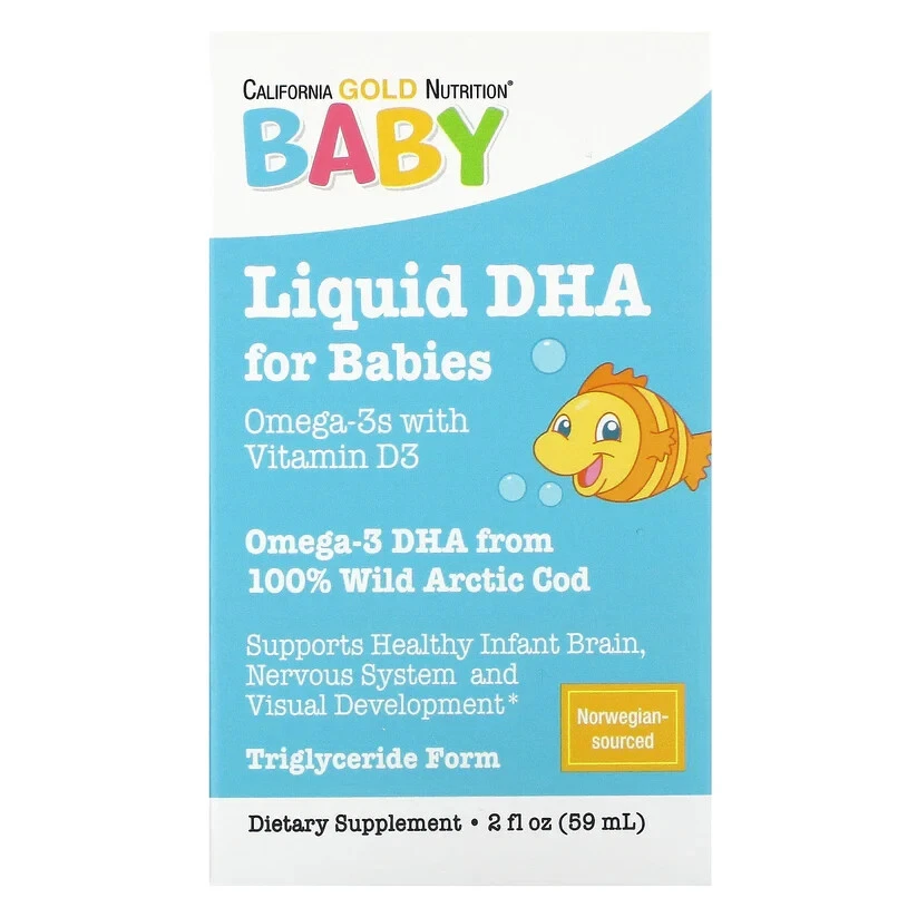 California Gold Nutrition Baby's DHA Omega-3 Vitamin D3 1050mg Arctic 59ml NEW