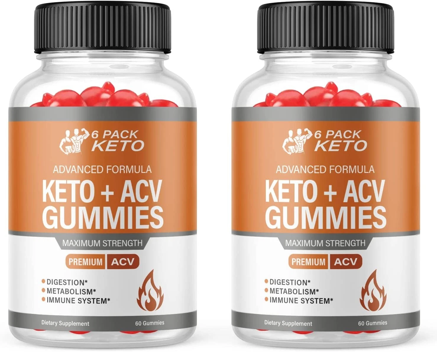 (2-Pack) 6 Pack Keto ACV Gummies, Weight Loss, Fat Burner, Appetite Suppressant