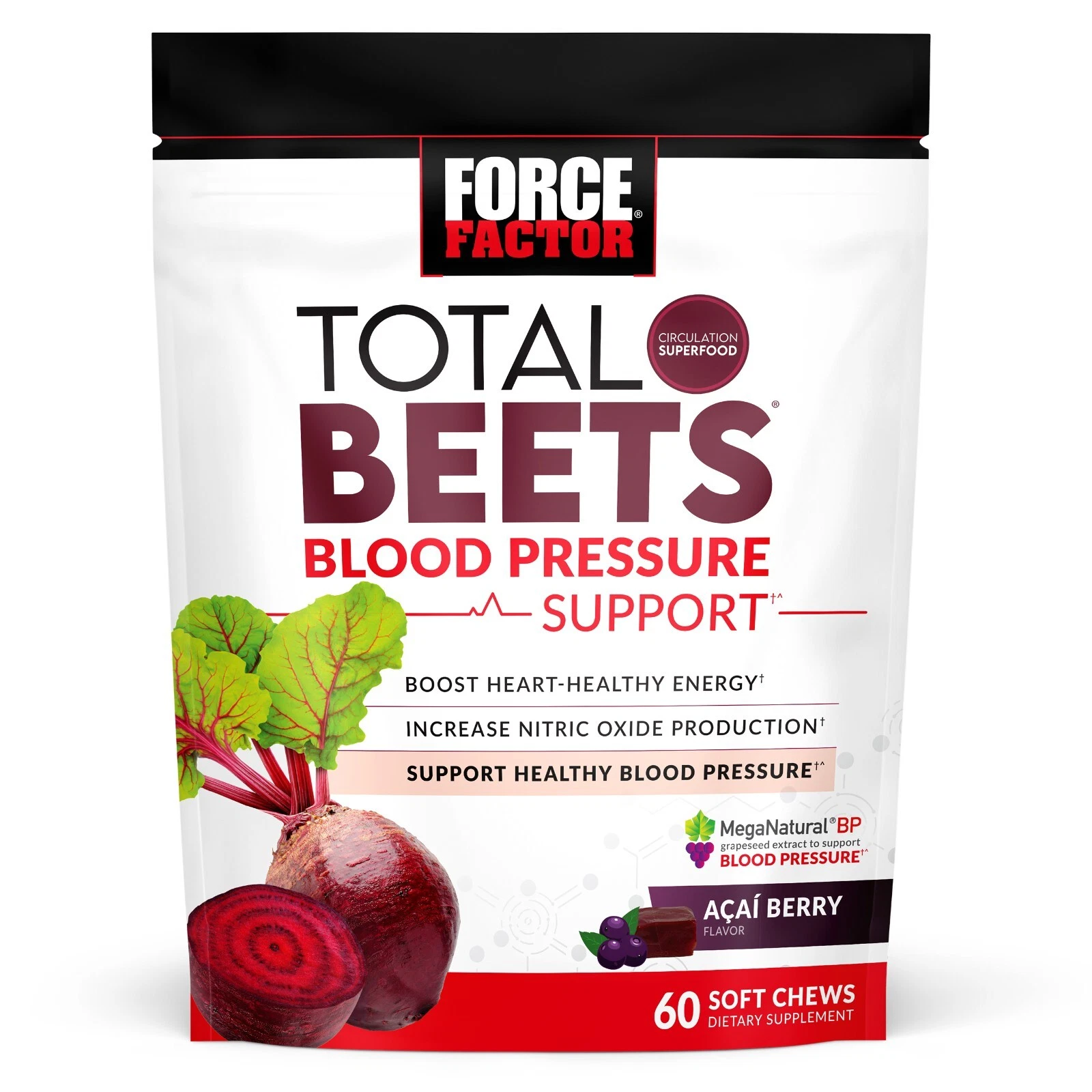 Force Factor Total Beets Blood Pressure Support, Beet Root Supplement Soft Chews