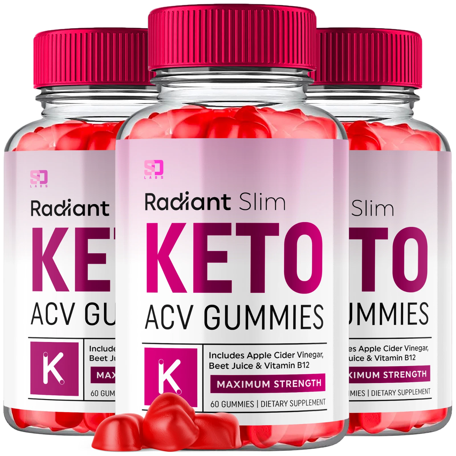 (3 Pack) Radiant Slim Keto, Radiant Slim ACV Gummies Weight Loss (180 Gummies)