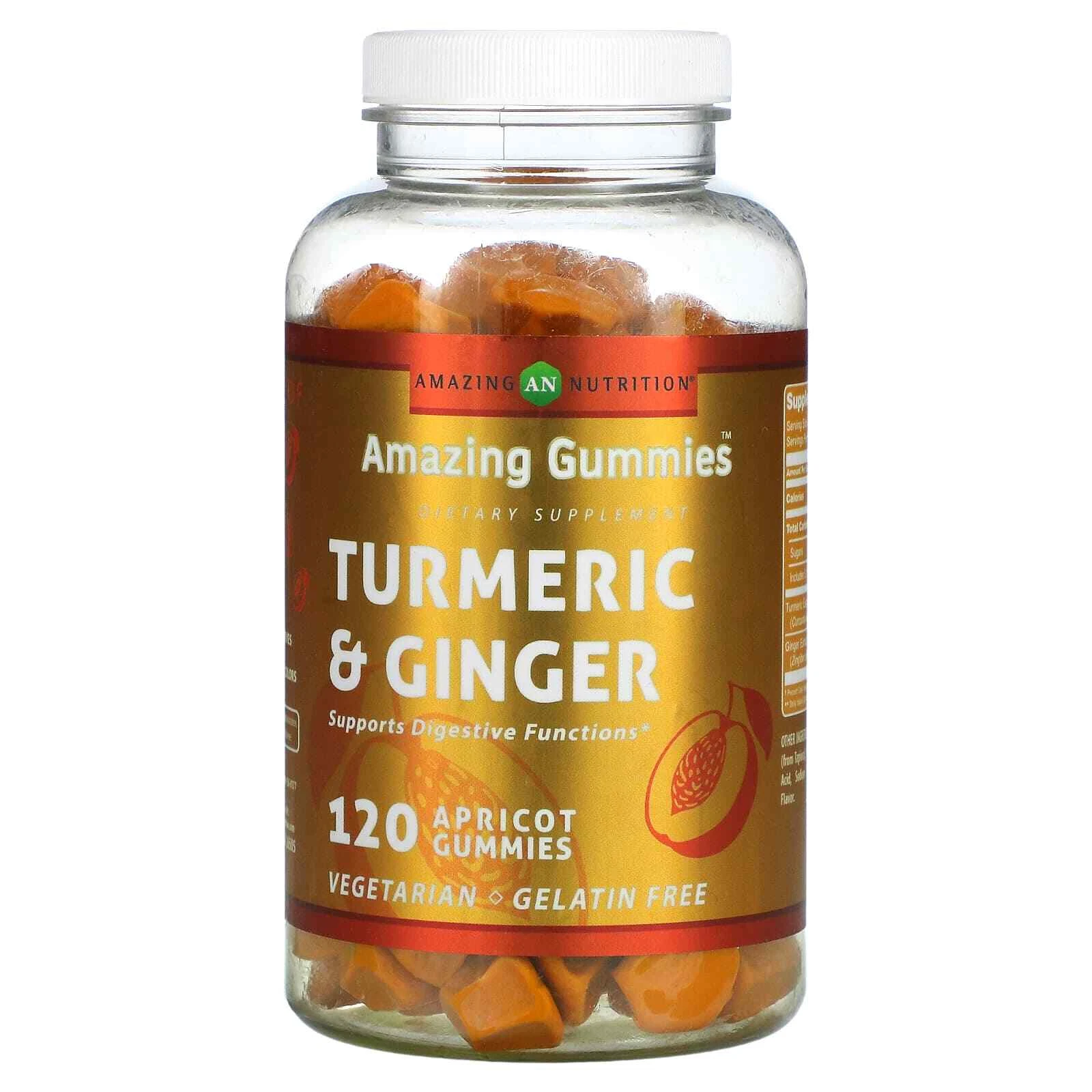 2 X Amazing Nutrition, Amazing Gummies, Turmeric & Ginger, Apricot, 120 Gummies
