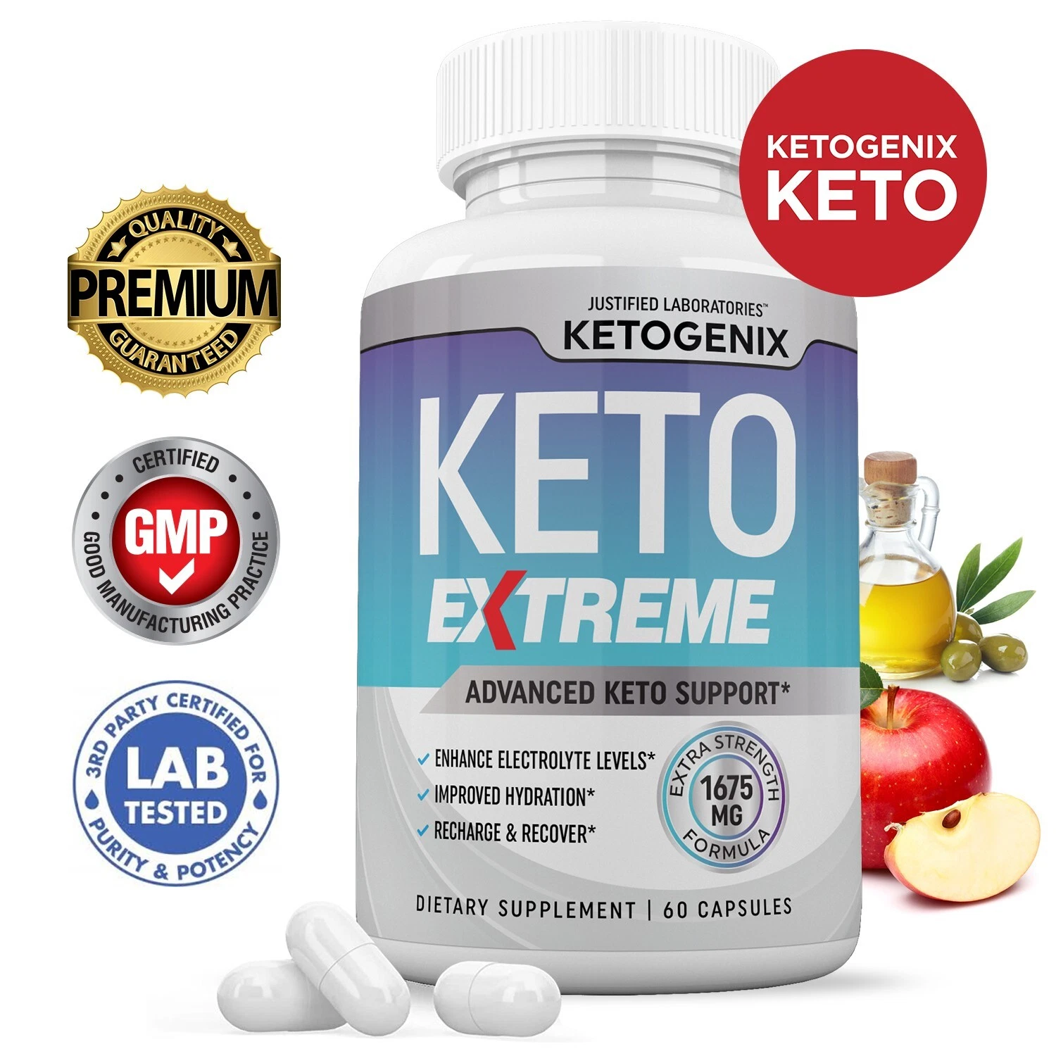 Ketogenix Keto ACV Pills Extreme 1675MG New Improved Formula 60 Capsules