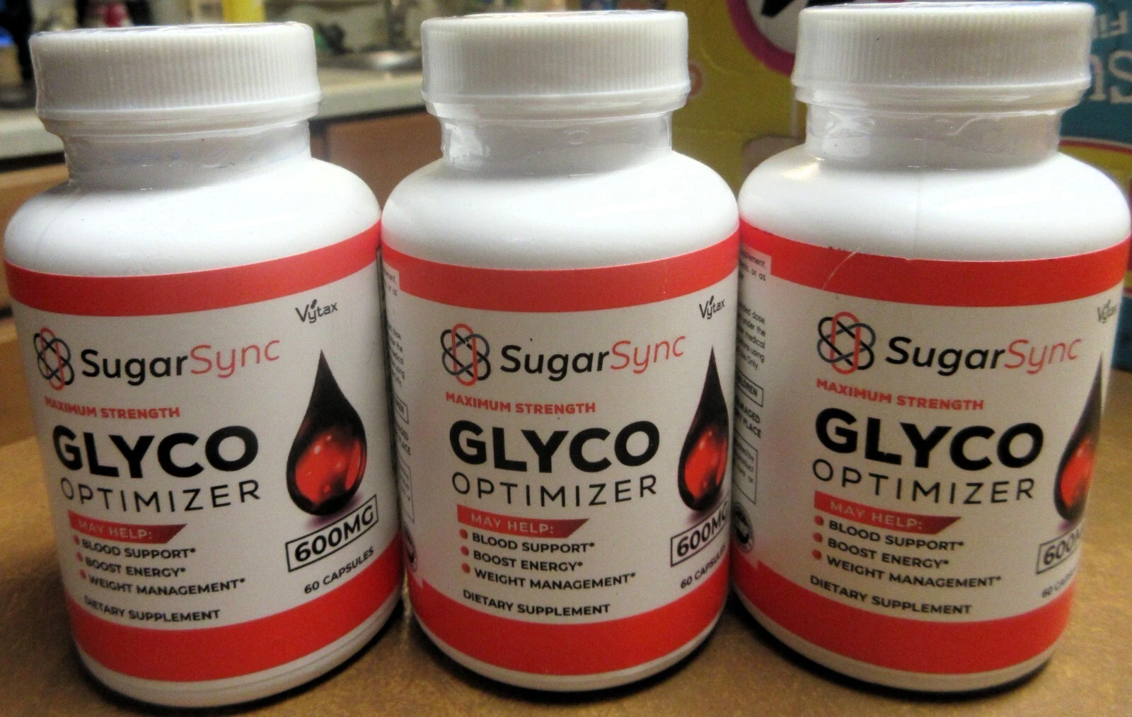 Lot 3 Sugar Sync Glyco Optimizer Maximum Strength Glycogen Dietary Supplement