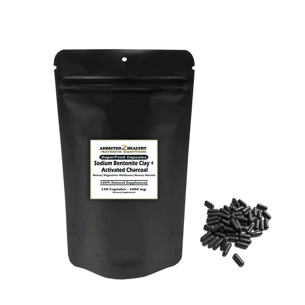120 Sodium Bentonite Clay & Activated Charcoal Capsules 1000mg