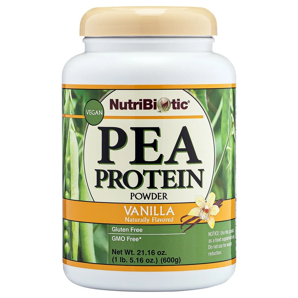NutriBiotic - Pea Protein, Vanilla 21 oz, Vegan, Free of GMOs & Gluten