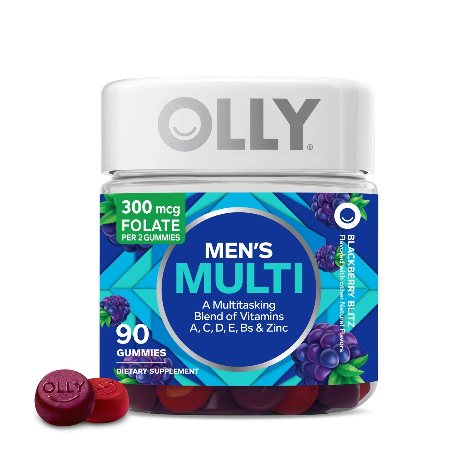 Olly Men's Daily Gummy Multivitamins 90 Count Blackberry Blitz Flavor