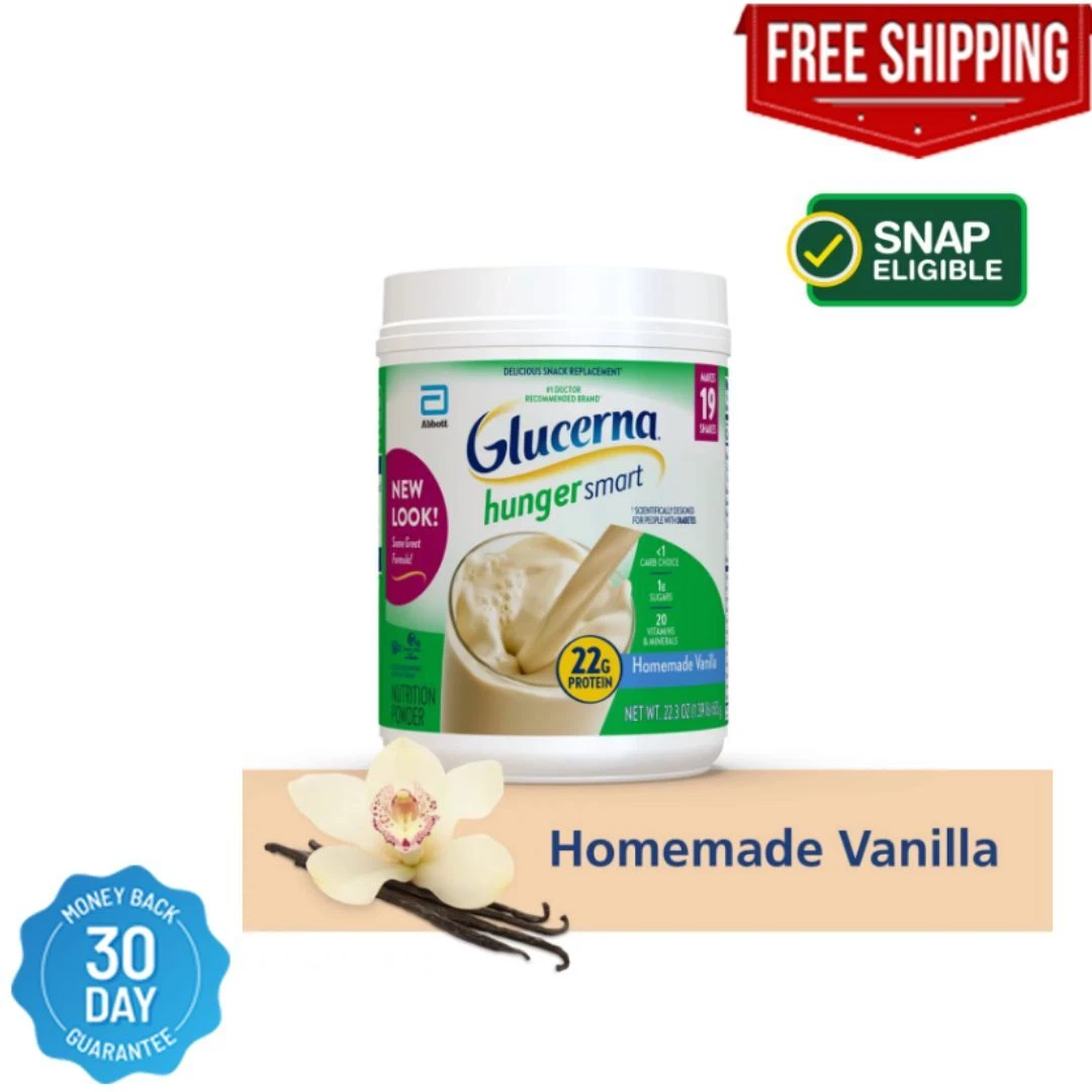 Glucerna Hunger Smart Powder, Homemade Vanilla, 22.3-oz tub, 1 Count