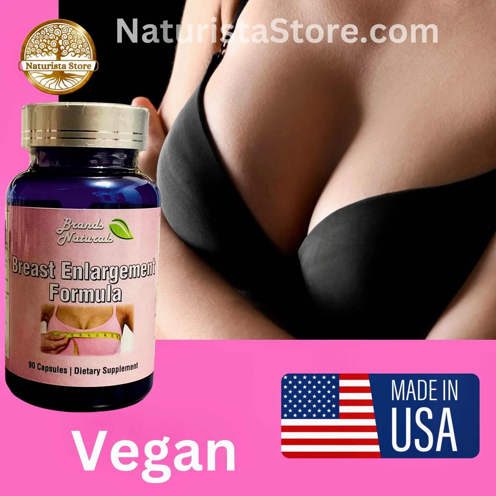 [387441928501] Brands Naturals Breast Growth Chest Enhancement 90 Capsules Full CUP Size Growth