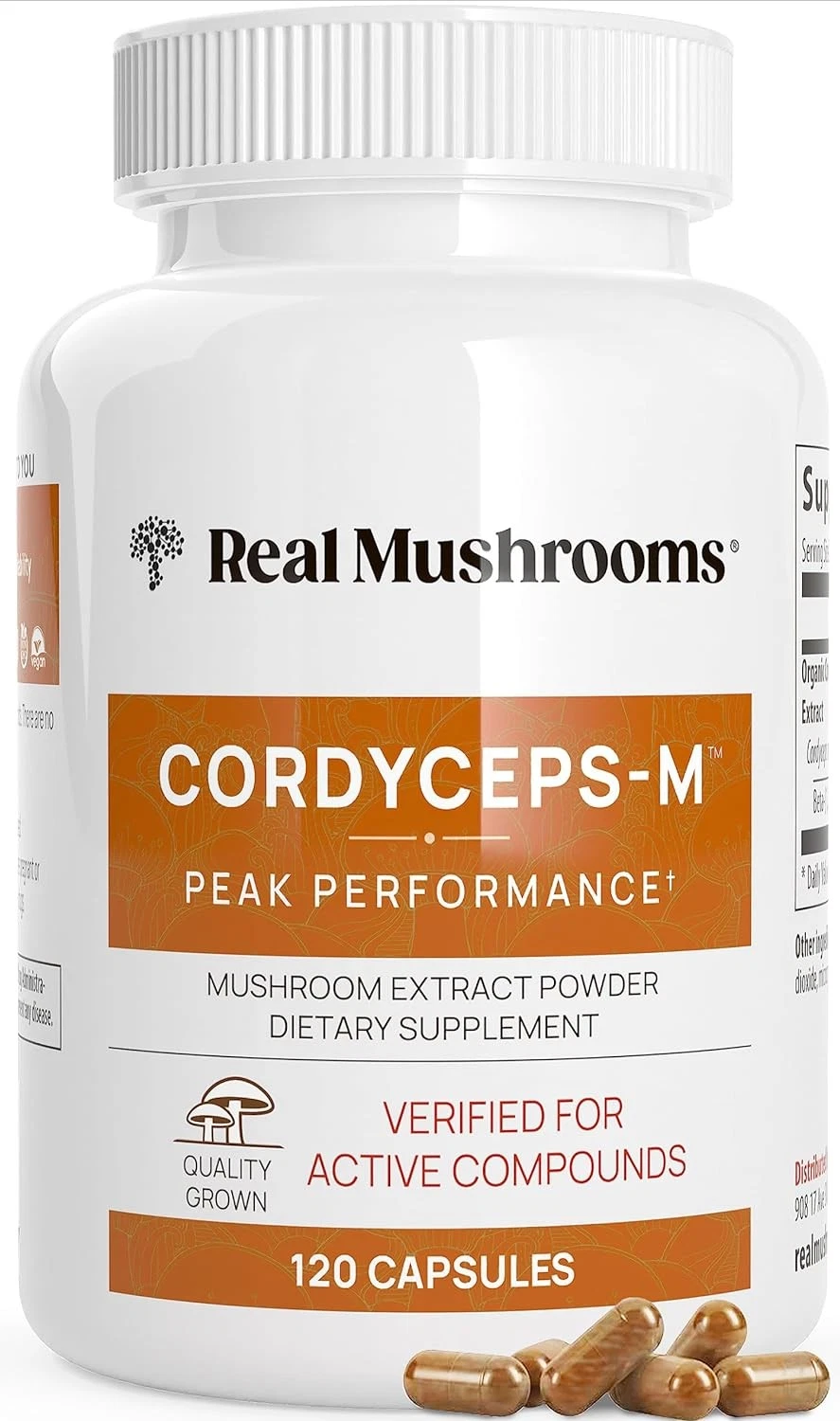 Real Mushrooms Cordyceps Capsules - Performance 120 Count (Pack of 1)