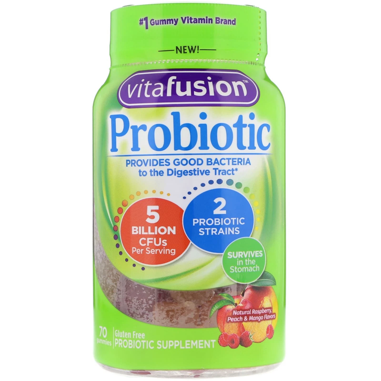 2 X VitaFusion, Probiotic, Natural Raspberry, Peach & Mango Flavor, 5 Billion CF