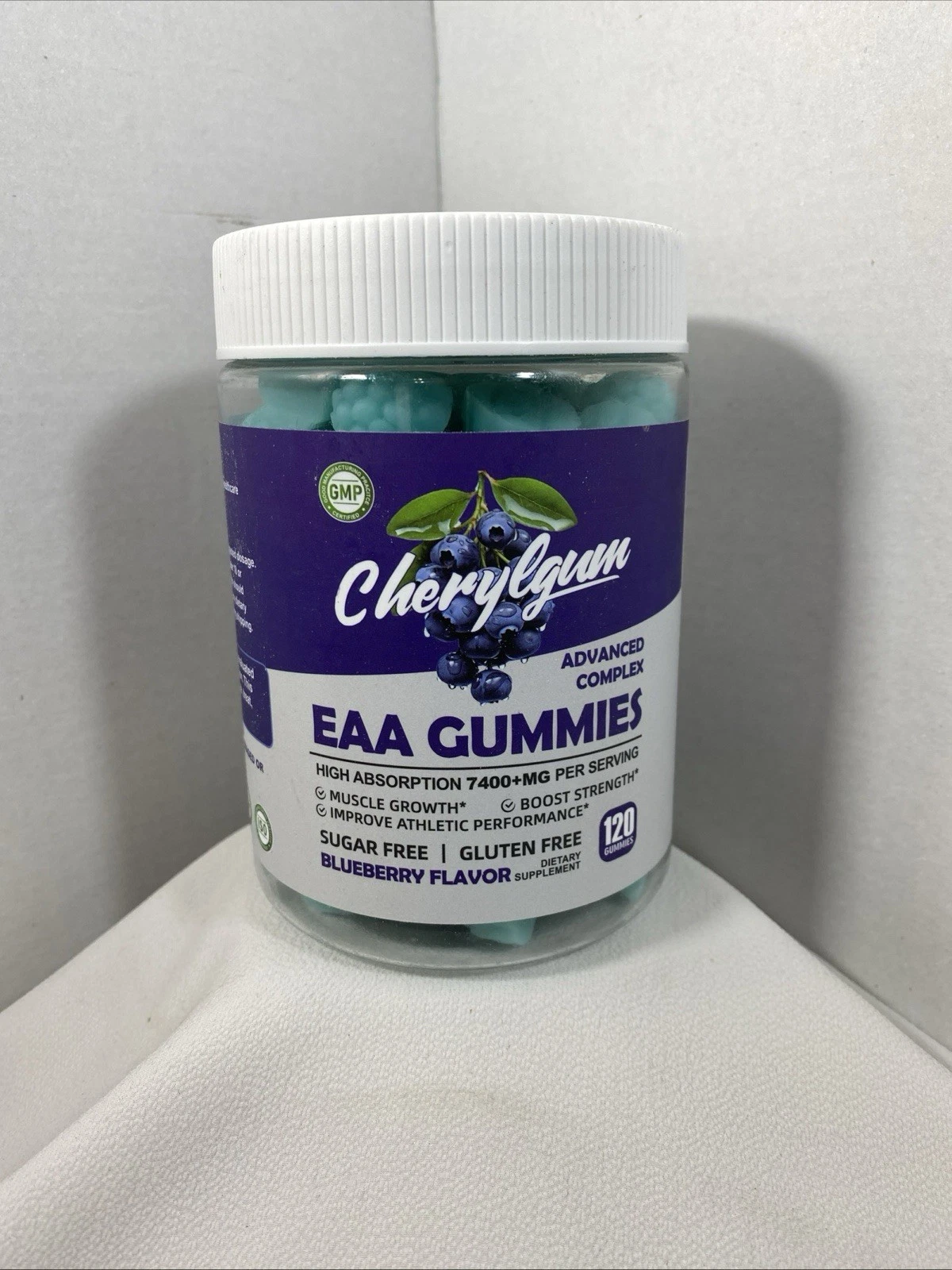 Cherylgum EAA Gummies Blueberry Advanced Complex 7400mg 120 ct exp.11/26