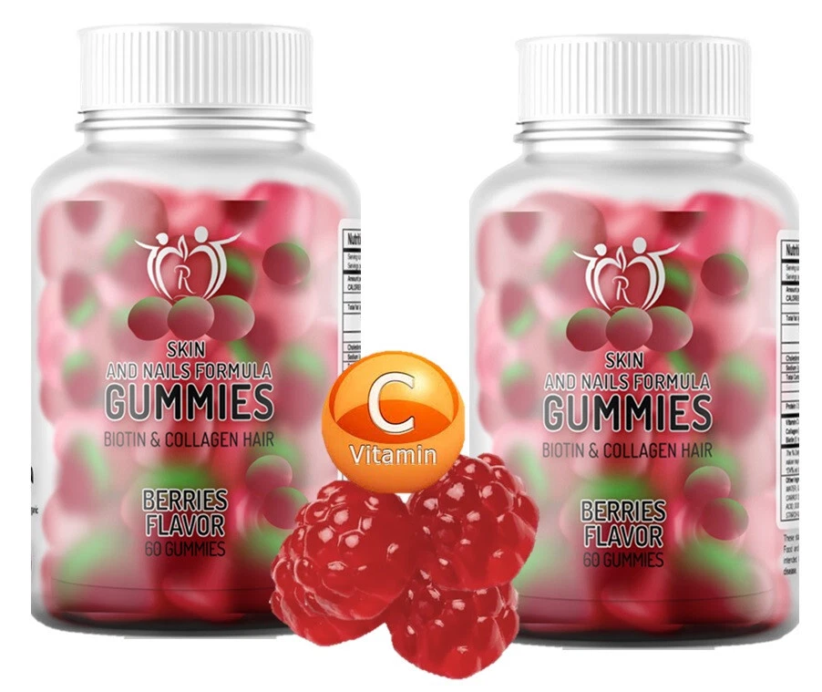 Biotin and Collagen Gummy Vitamins for Hair, Skin, and Nails Extra Strength V C