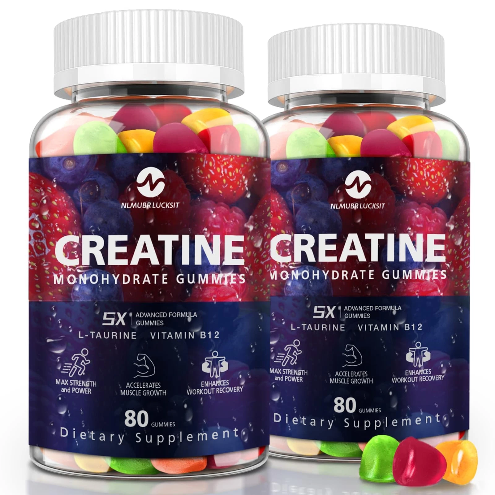 NLMUBR LUCKSIT Creatine Monohydrate Gummies - 5g for Men & Women, Creatine