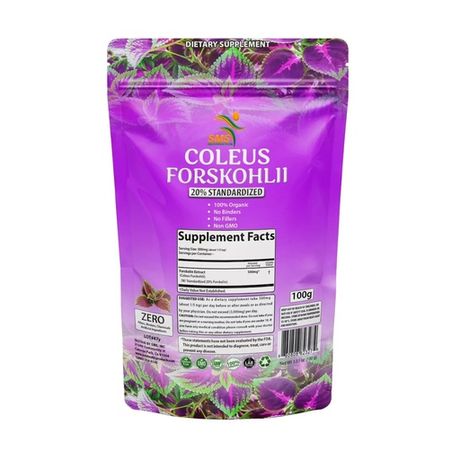 [256657260252] PURE Forskolin 4:1 Extract Powder Coleus Forskohlii Organic Supplement 100G