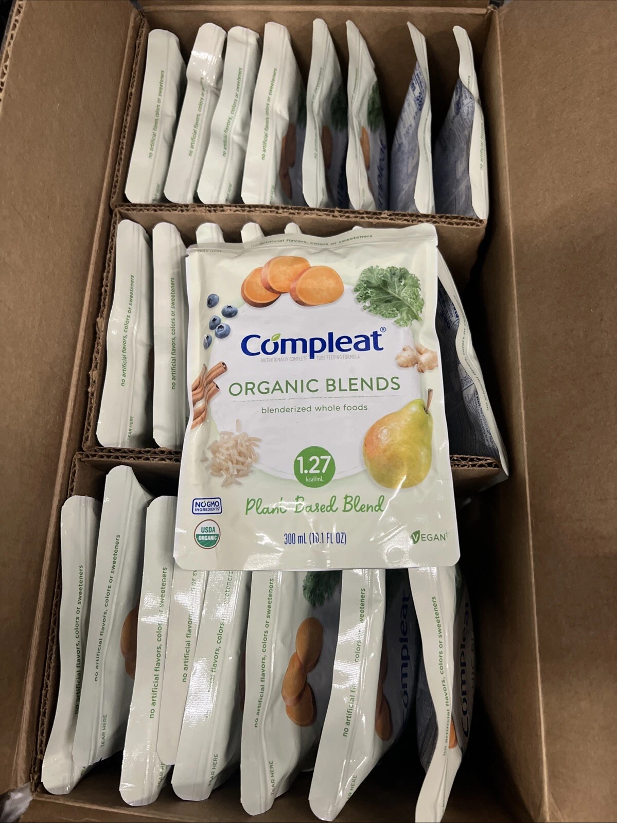 24 Compleat Organic Blends Tube PLANT BASED Blend 1.2 Cal Pouches Adult 11/2025