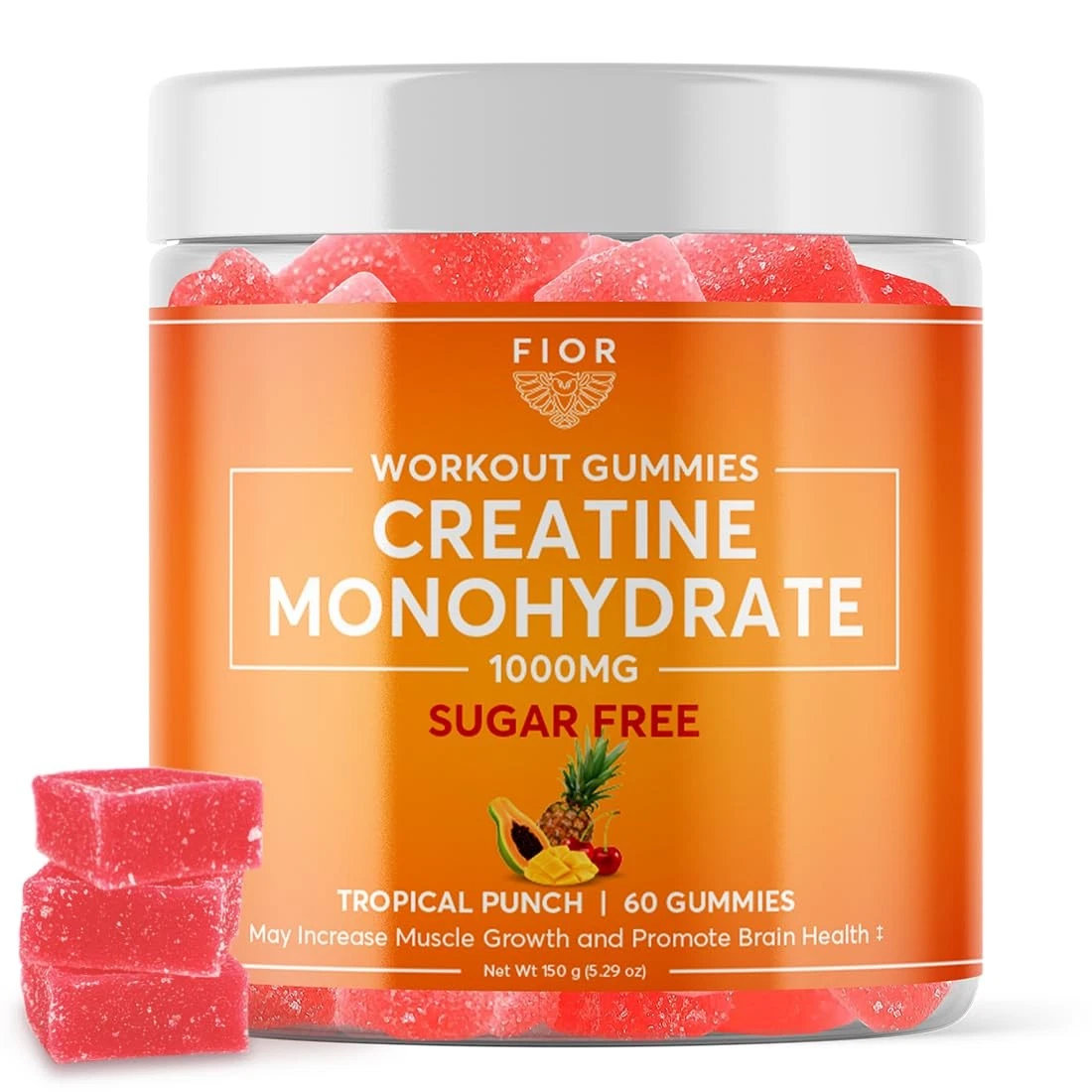 Sugar-Free Creatine Gummy - Best Creatine Monohydrate Chewable, 60 Count,