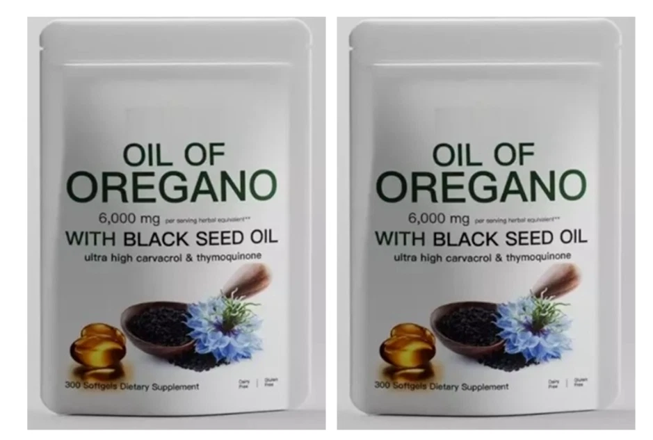 [156708393029] Oregano Oil 6000mg 2X300gels Contains Carvacrol and Thymoquinone