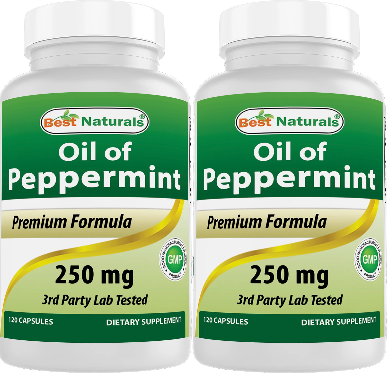 [154725719118] 2 Pack Best Naturals Peppermint Oil Bowel Soothing, 250 mg, 120 Capsules