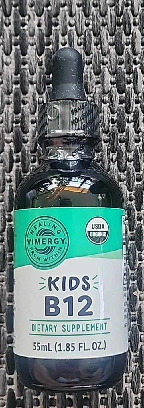 Vimergy Kids USDA Organic Liquid B12– 55 ml Ages 1-18 New Sealed Bottle