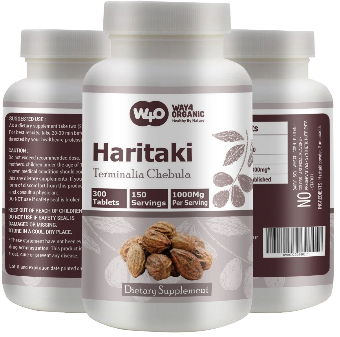 Haritaki Capsules (Tablets), Terminalia Chebula, 300 Pills(5 Months Supply)