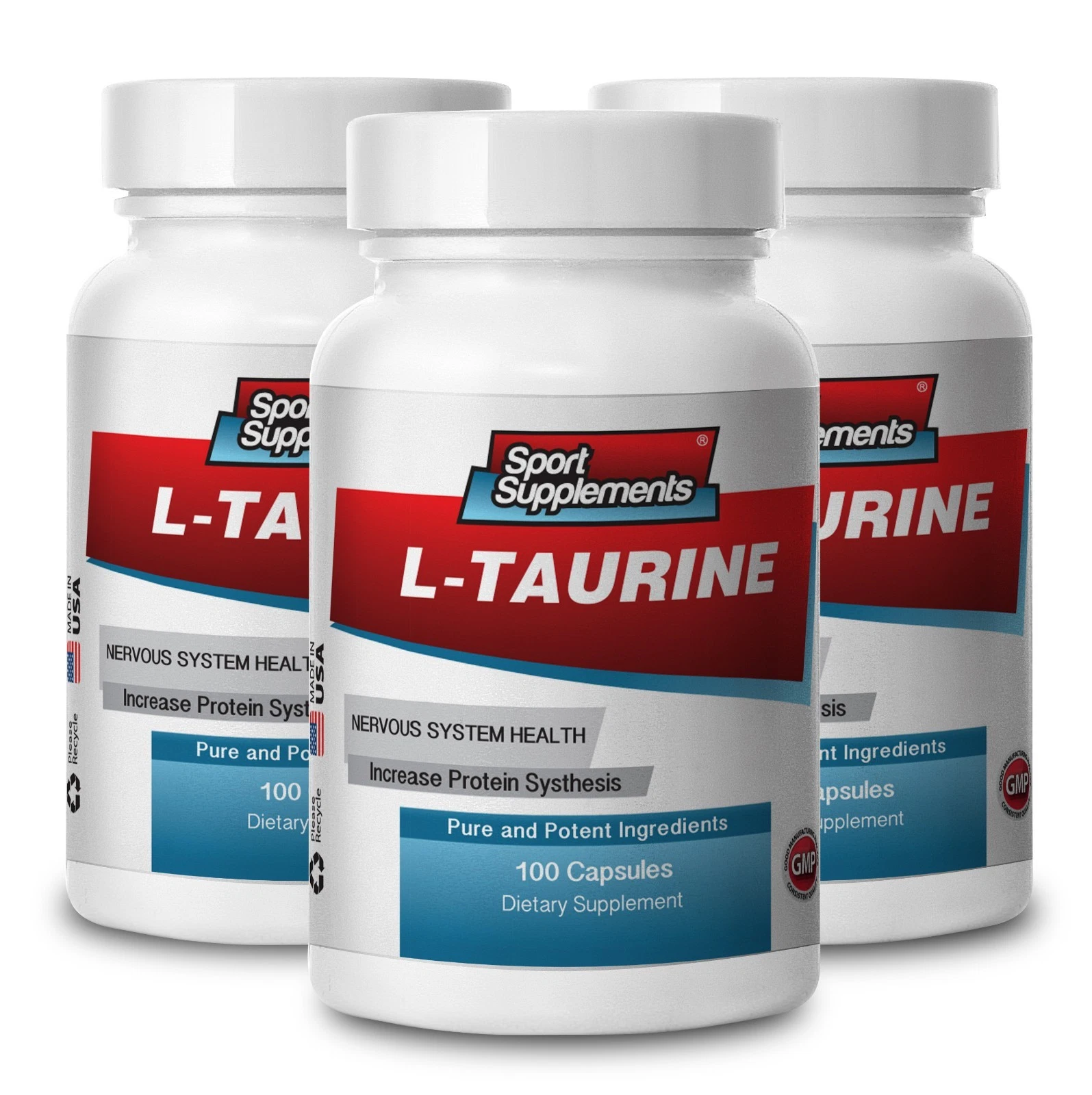 L-Taurine Healthy Nervous System 500mg (3 Bottles) Free Shipping