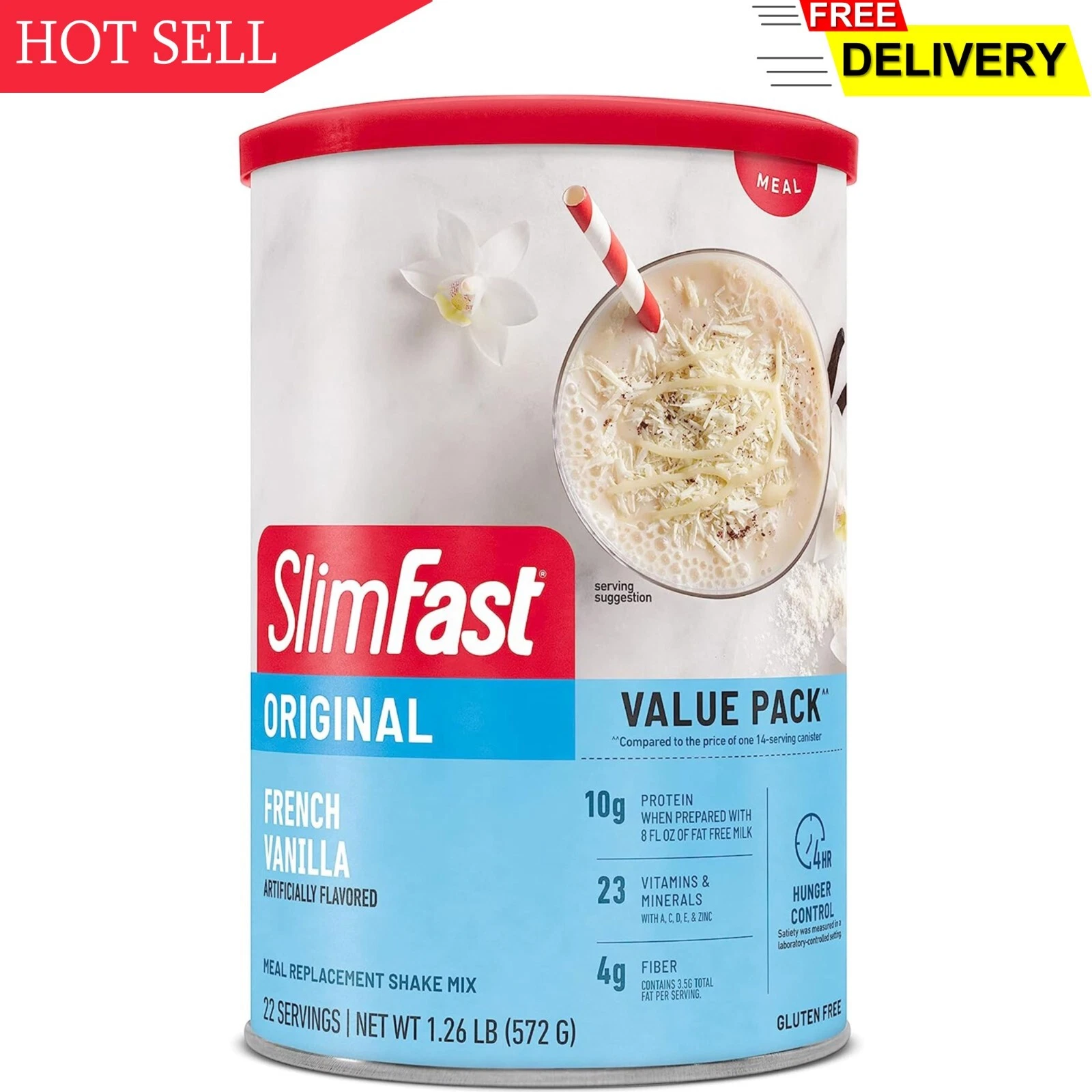 SlimFast Meal Replacement Powder, Original French Vanilla, Shake Mix, 10g of ...