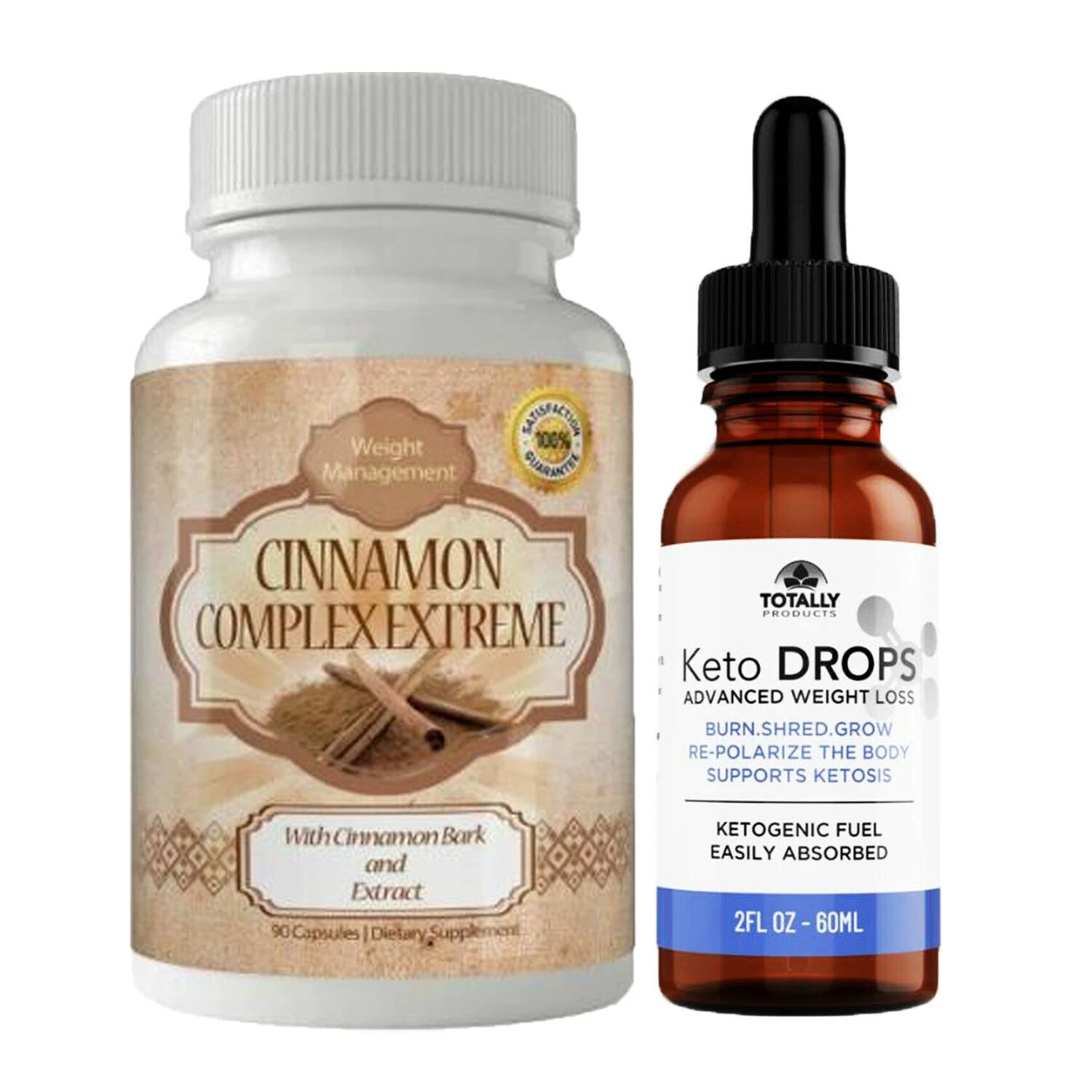 Keto Drops & Cinnamon Bark Extract Weight Loss Fat Burner Dietry Capsules Combo