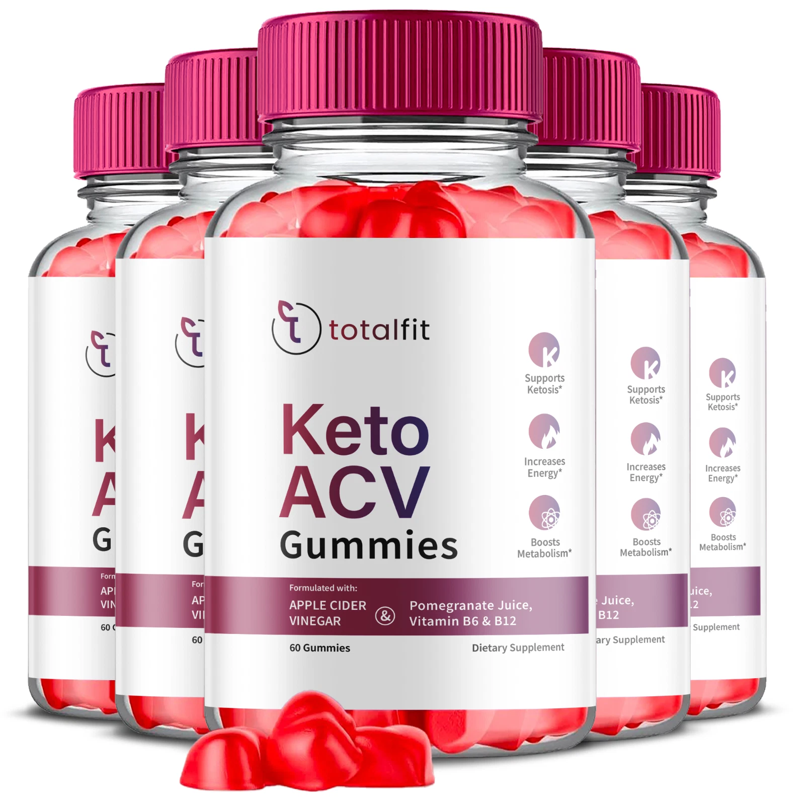 TotalFit Keto + ACV Advanced Weight Loss Gummies Lose Belly Fat ORIGINAL -5 Pack
