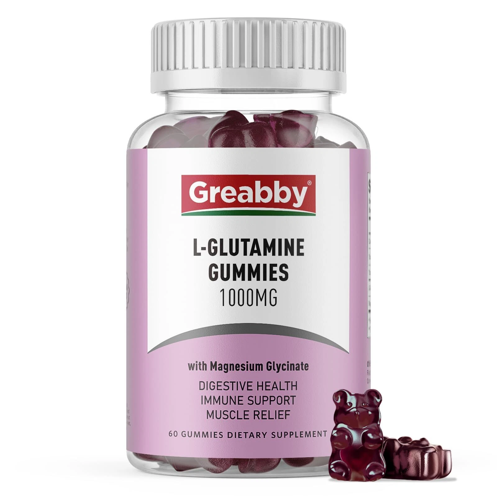 L Glutamine 1000Mg Gummies, Muscle Relief & Immune Support Amino Acid Supplement