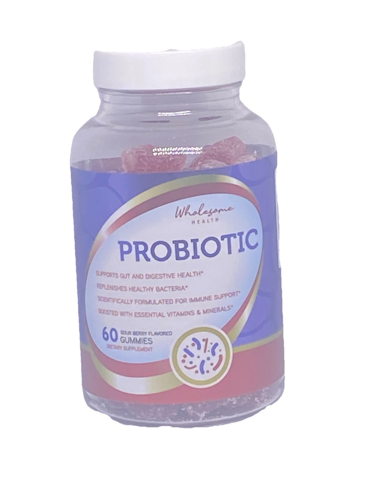 Wholesome Health Probiotic Sour Berry Flavored Gummies - 60 CT