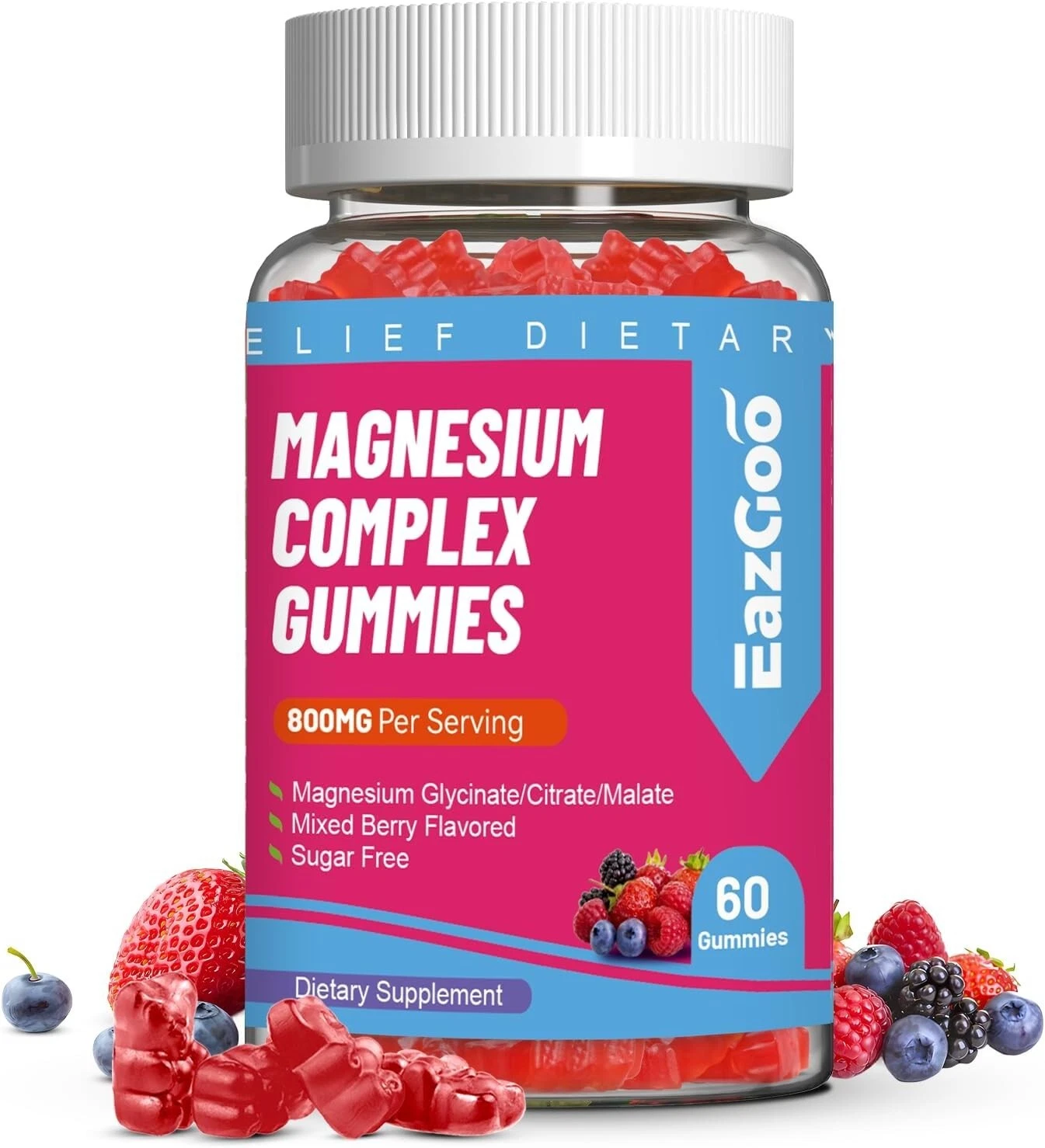 Magnesium Gummies 800mg - Vitamin D3, C, B6, B12 & Zinc Complex with Magnesium G