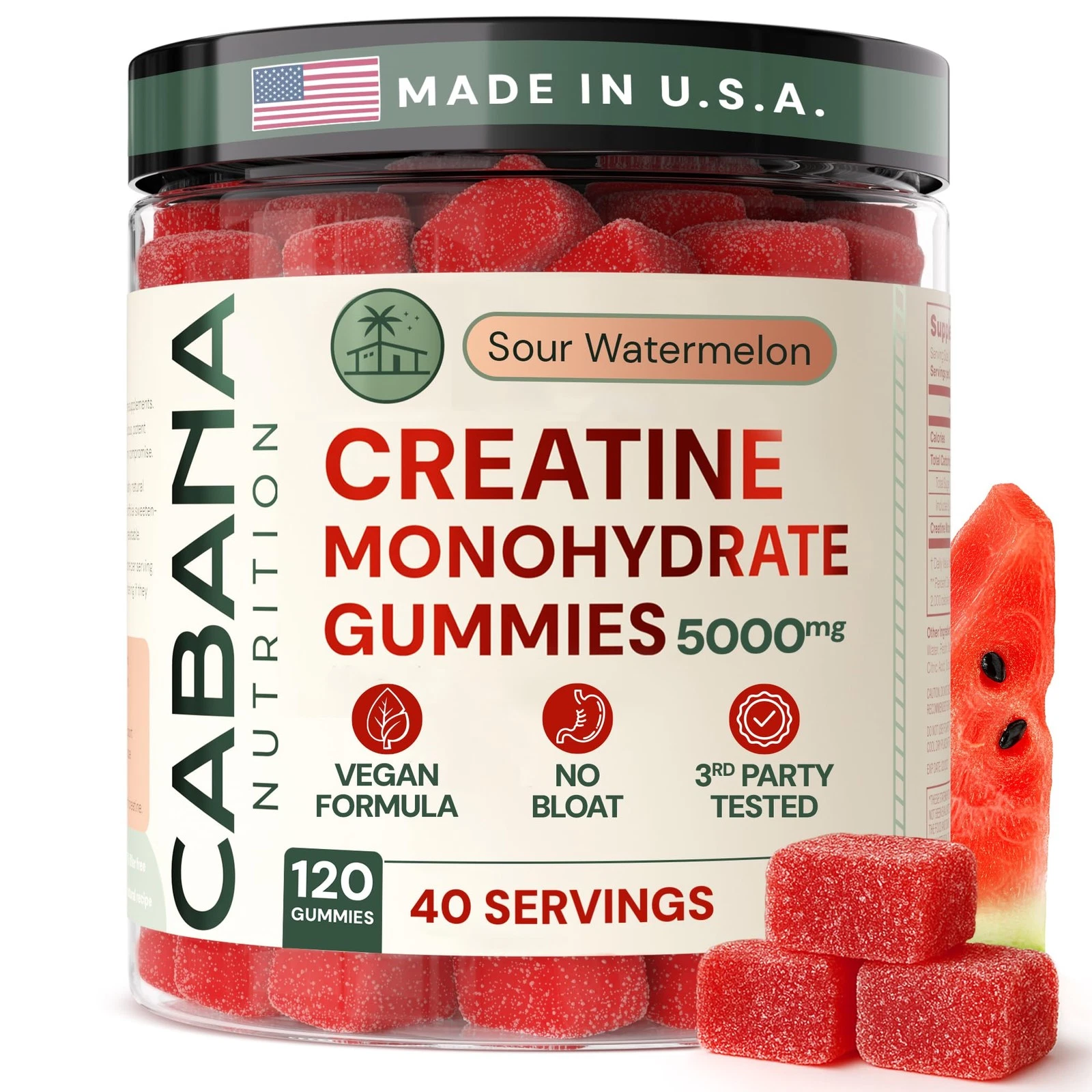 Creatine Monohydrate Gummies 5g - Watermelon Flavored Creatine for Women and ...