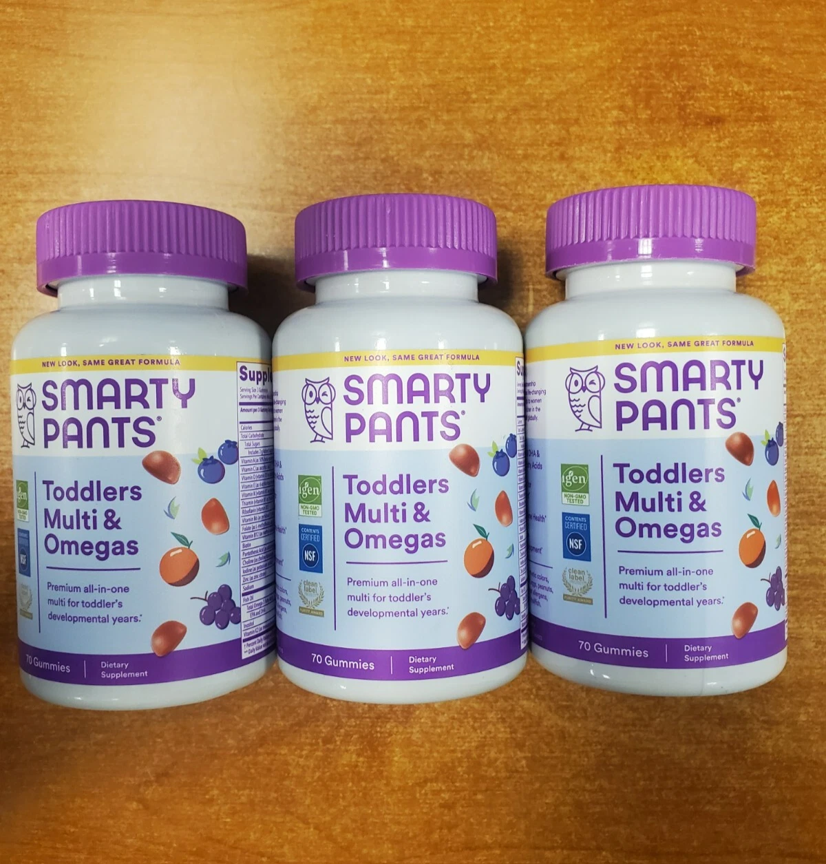 3Pk: SmartyPants Toddler Formula Multi & Omegas 70 Gummies ea Exp 3/26 E6C