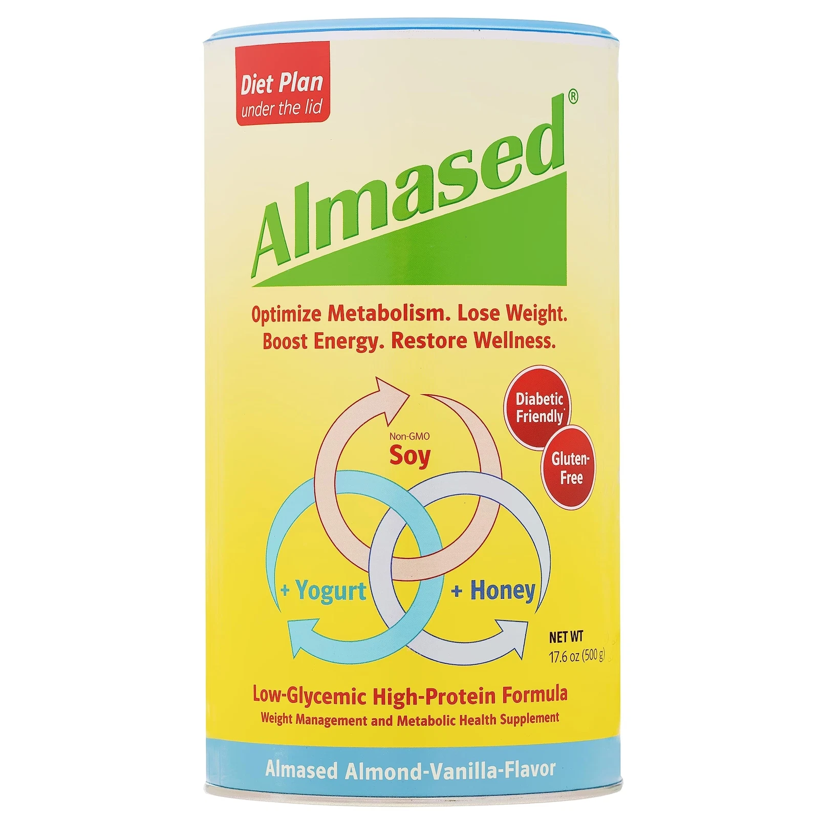 Almased Vanilla Shake Gluten-Free Non-GMO High Protein 3 Pack 17.6 oz Cans