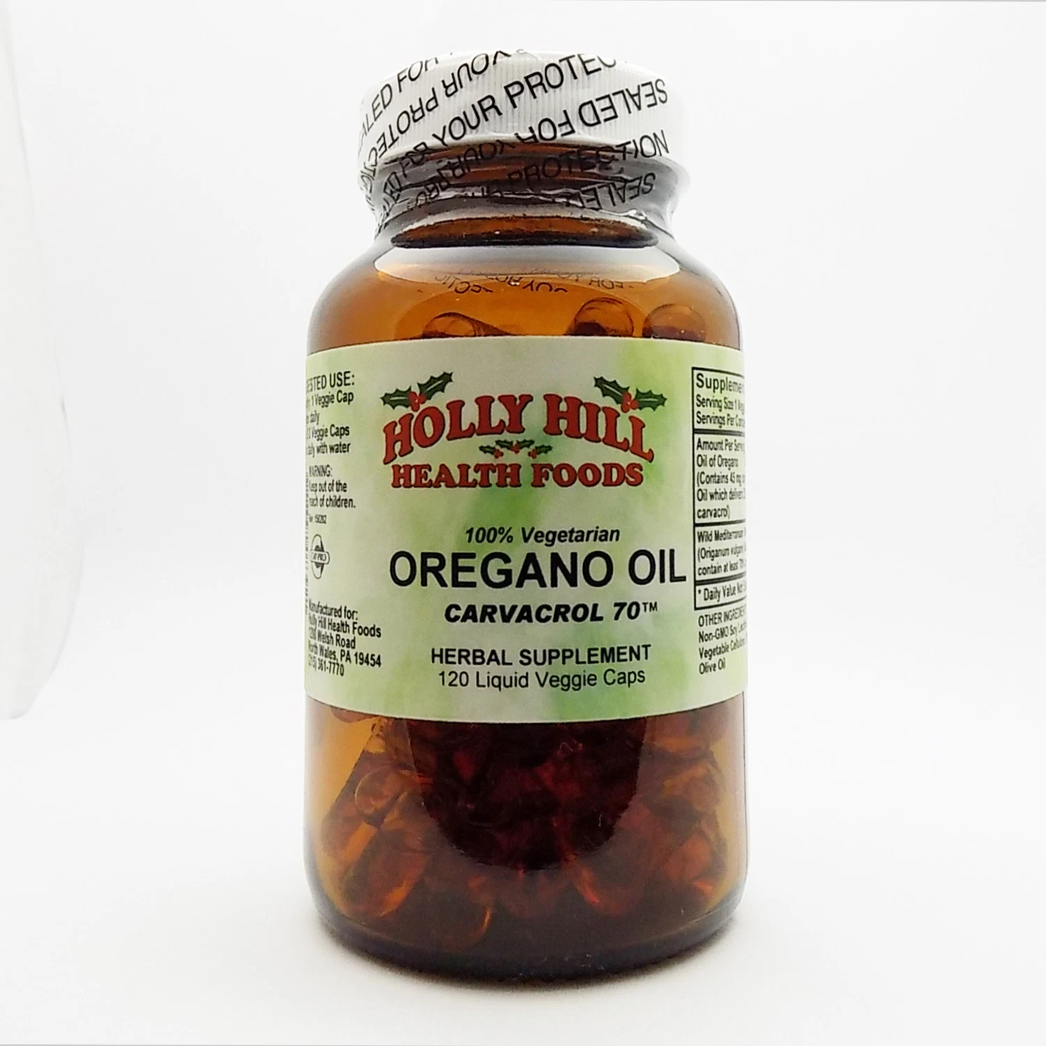 [223123762625] Holly Hill Health Foods, Oregano Oil, 120 Liquid Vegetarian Capsules