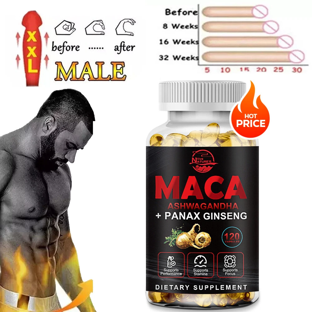 Male Enhancement Capsules, Peruvian Maca Extract for Men & Women 120 Capsules