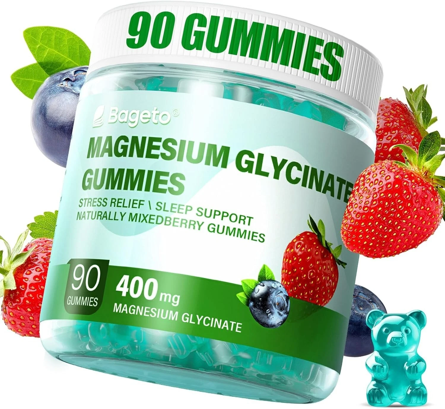 Bageto Magnesium Glycinate Gummies - 400mg - Berry flavor - 90 ct - 03/2026