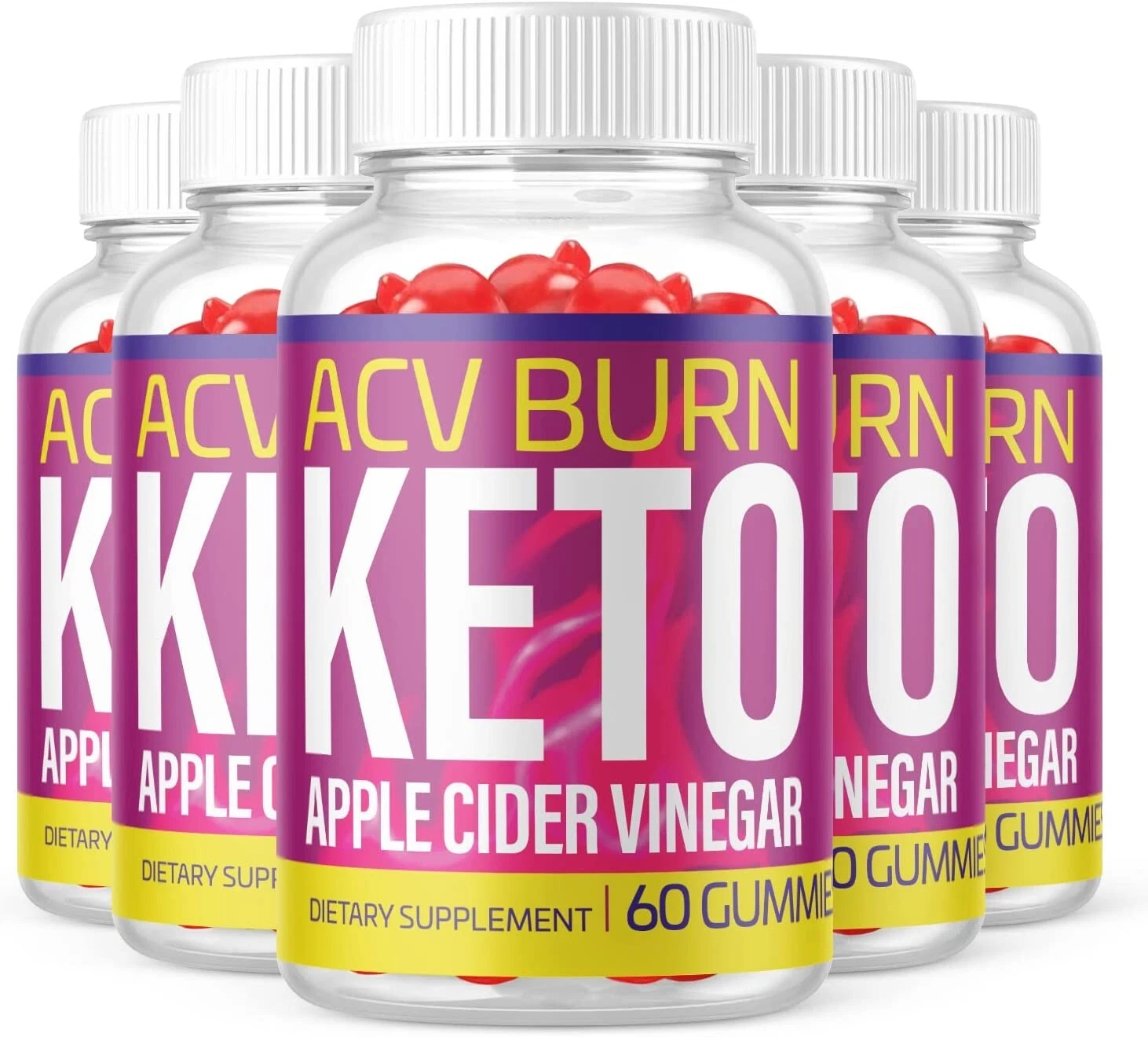 5 Pack - ACV Burn Keto Gummies, Weight Loss, Appetite Suppressant-300